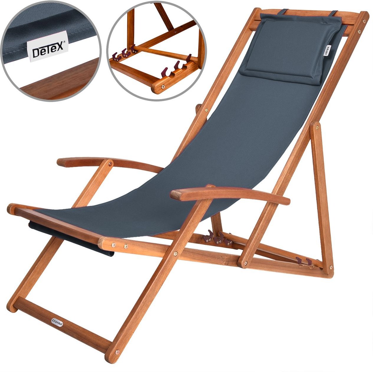 Casaria Sonnenliege Anthrazit Akazienholz