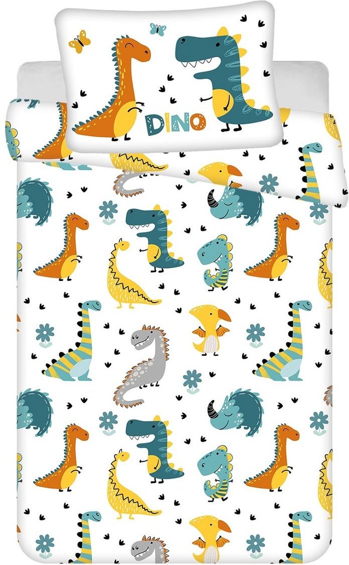 Dino Bettwäsche-Set für Kinderbett – 100×135 cm + 40×60 cm