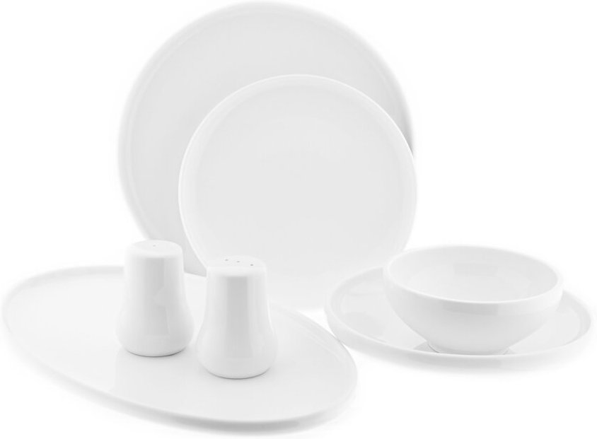 27 Teiliges Geschirr-Set in Weiß Tafelservice für 6 Personen aus Porzellan