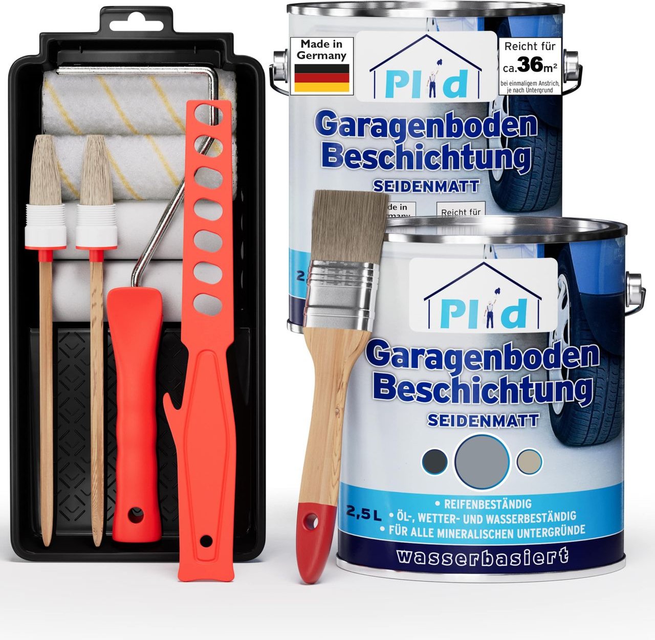 Thumbnail - Garagenbodenbeschichtung Set 5L Silbergrau, für 36m² /Bodenbeschichtung Beton