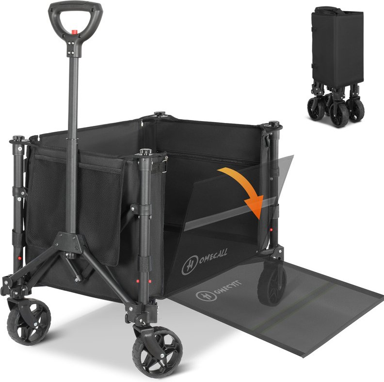 HOMECALL Bollerwagen Handwagen, 120L Erweiterbare Kapazität, bis 100KG, Für Einkaufen Camping Dogs