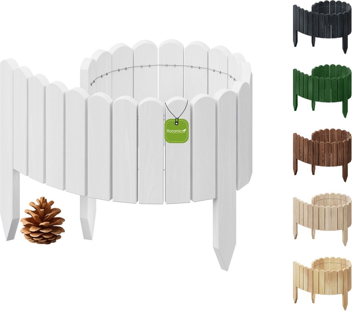 Floranica Rollborder Flexibler Holzzaun 100 x 40 cm Anthrazit Beeteinfassung Gartenzaun