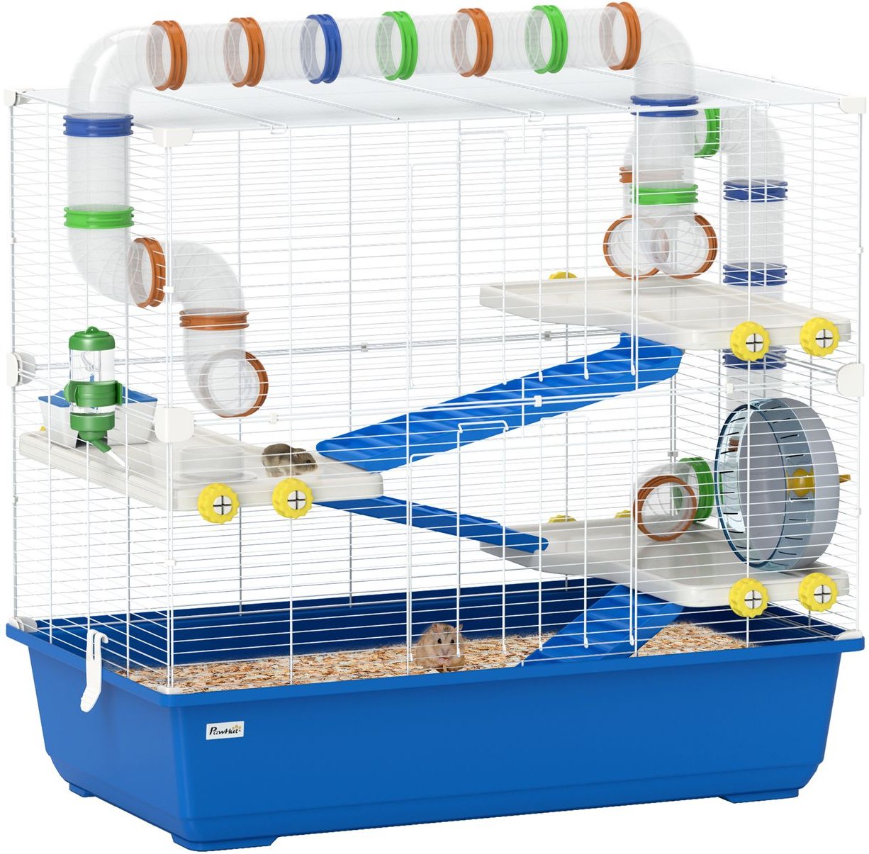 Thumbnail - Hamsterkäfig für Zwerghamster 4 Etagen Nagerkäfig mit Zubehör 78x45x73 cm Blau