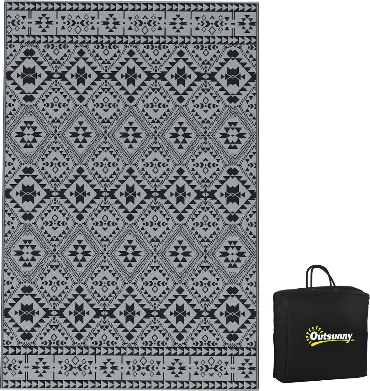 Outdoor-Teppich, Kunststoffteppich Wasserabweisender Wendeteppich Grau