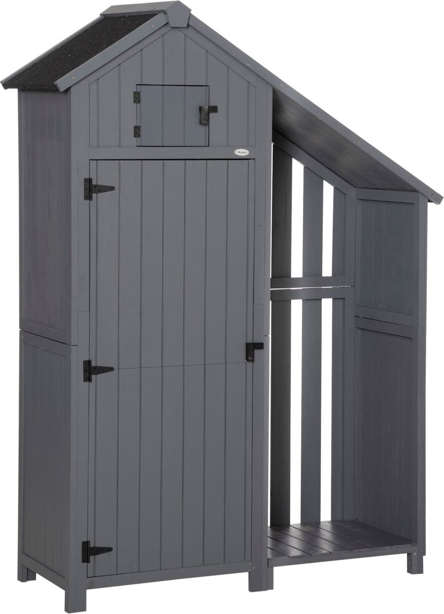 Thumbnail - Gartenschrank Holz Geräteschuppen Geräteschrank Tannenholz Grau+Schwarz