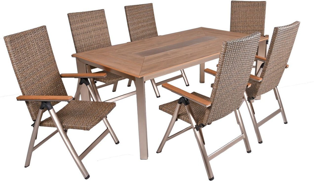 Tischgruppe FLORENCE, 7-tlg. Teak optik
