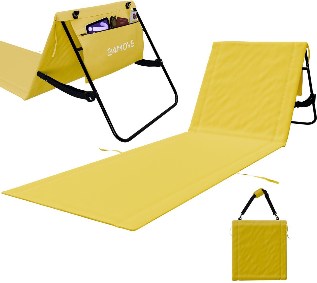 Thumbnail - Strandmatte 1er Set klappbar mit Rückenlehne, tragbar für Strand und Garten, Liegematte