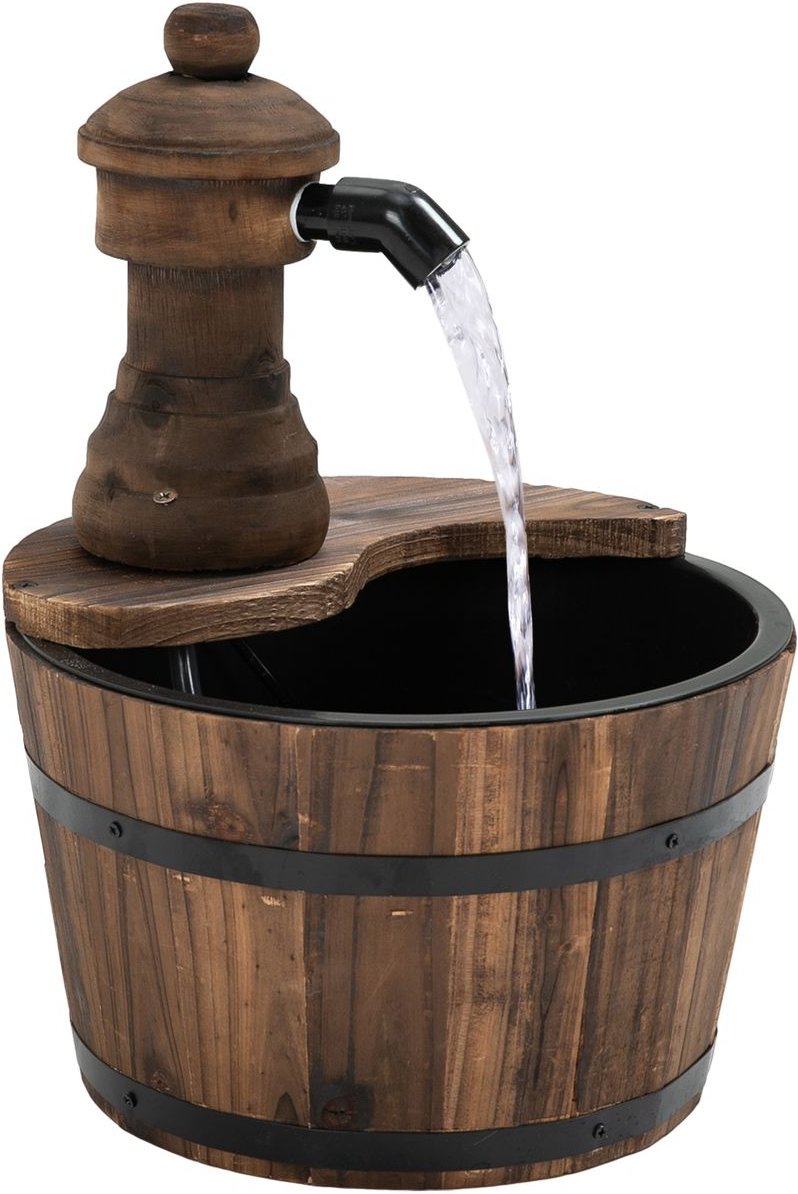 Gartenbrunnen Fassbrunnen Naturholz Ø27 x 37 cm