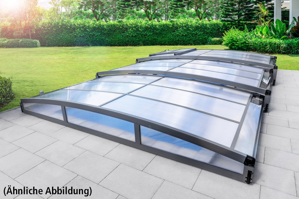 Poolüberdachung "Pollensa" aus Aluminium, ca. 8,81 x 4,72 x 0,92 m