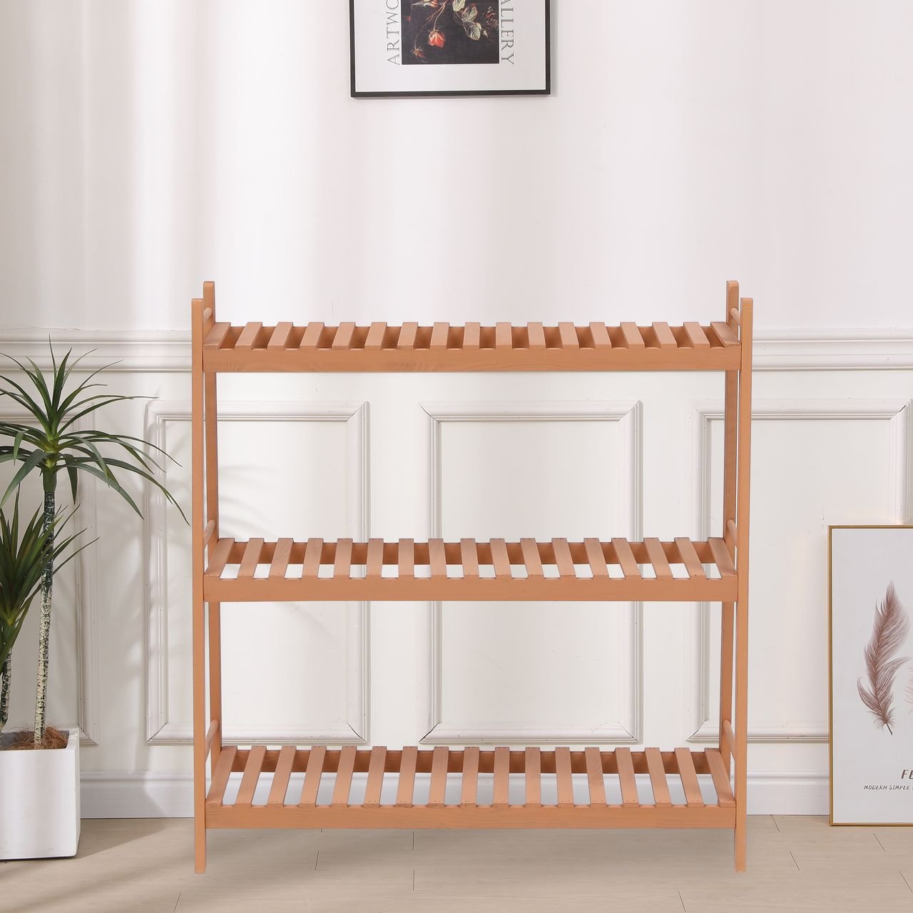 Pflanzenregal mit 3 Ablagen WPS03-HOL Holz