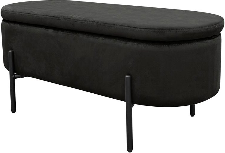 byLIVING Bank NOVA, Breite 95 cm, Samt dunkelgrün, Gestell schwarz