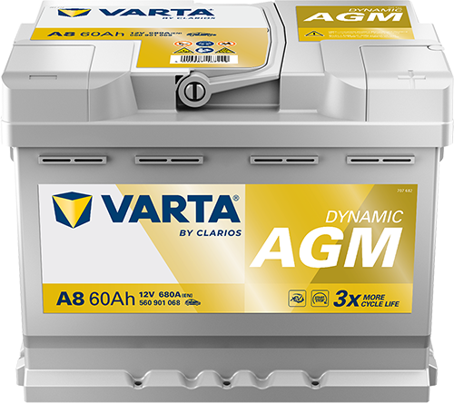 VARTA Dynamic AGM A8 Autobatterien 560901068K262, A8, 12 V, 80 Ah, 680 A