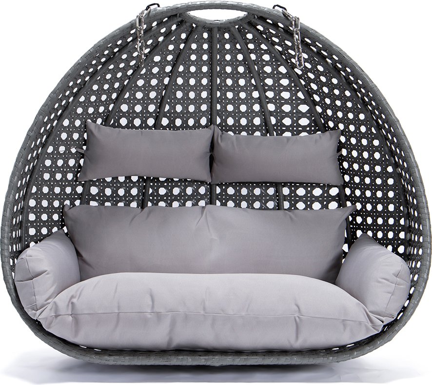 Polyrattan Hängesessel TWIN grau - Korb + Kissen