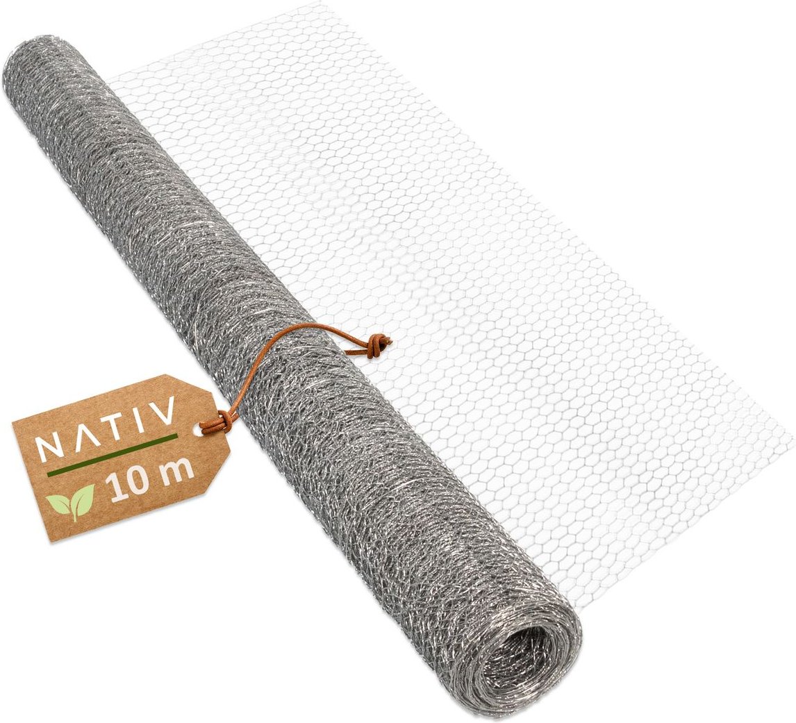 Maschendrahtzaun verzinkt, 10x0,50 m LxH, Hasendraht für Kleintiergehege