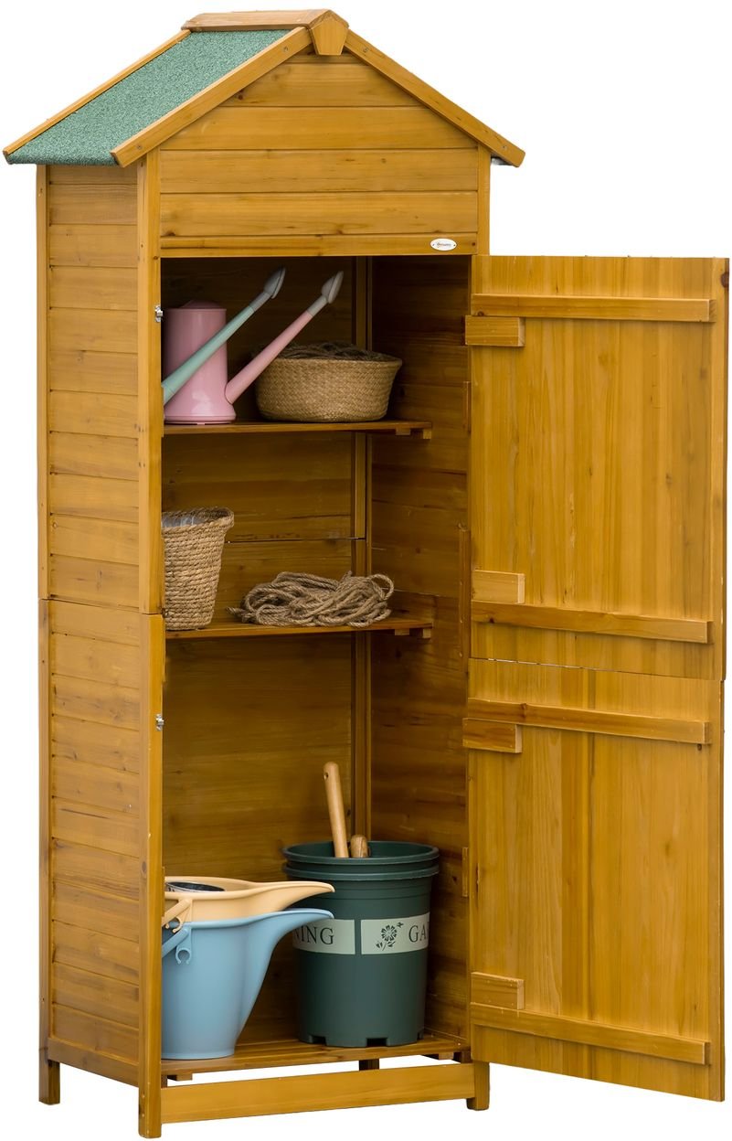 Holz Gerätehaus Geräteschrank Gartenschrank 2 Regale wetterfest 2 Türen