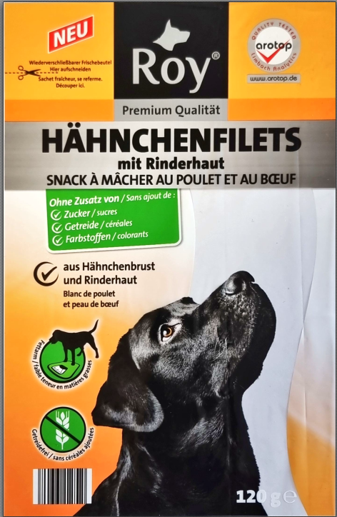 Hähnchenbrustfilets mit Rinderhaut 120 g