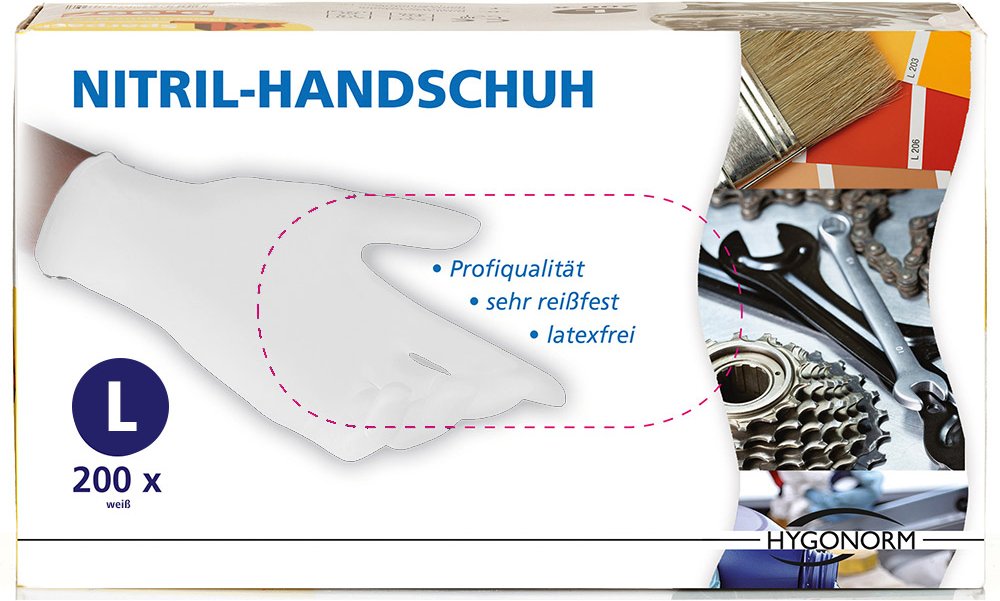 Nitril-Einweghandschuhe, Weiß, Größe L - 200er Set