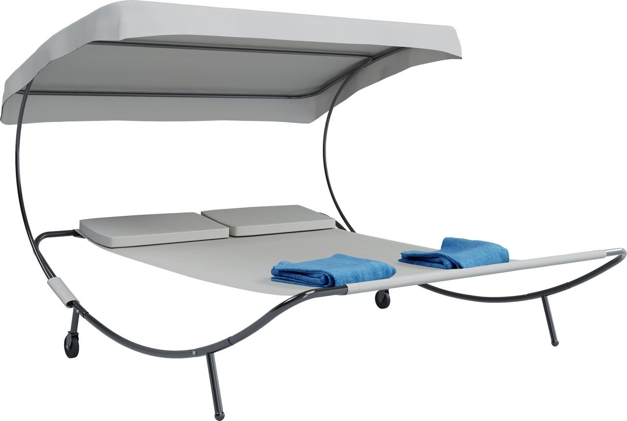 Doppelliege mit Dach "Bindox" Creme