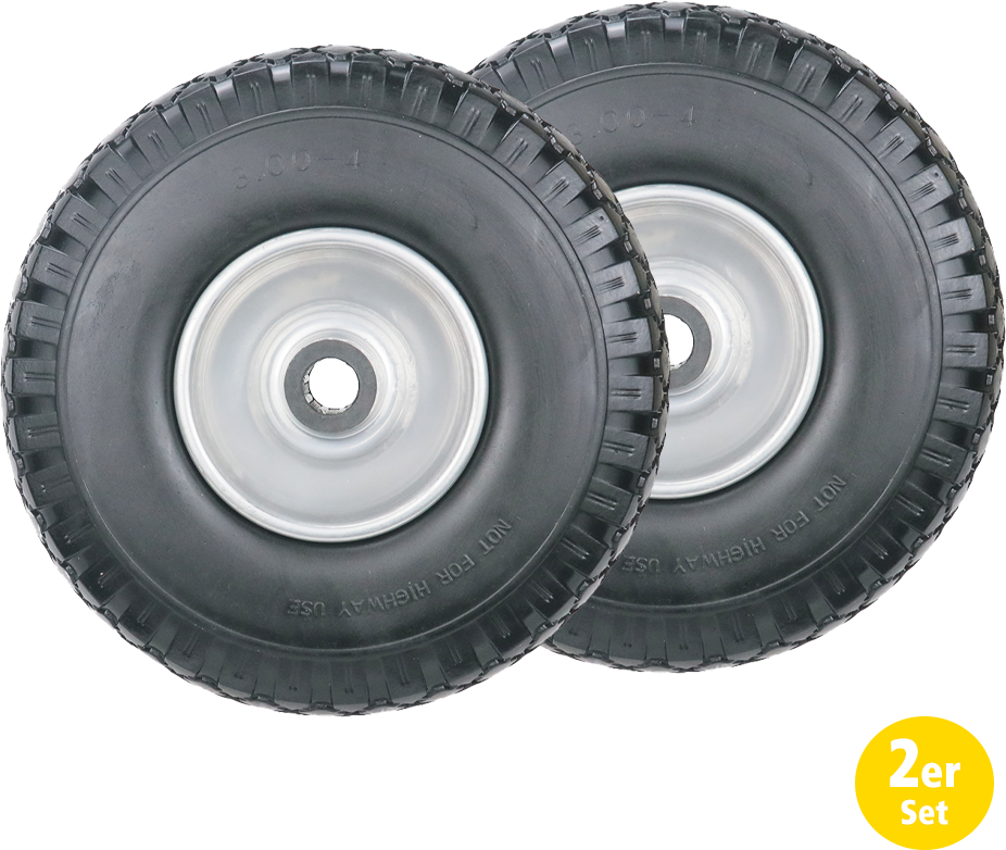 2-tlg. Sackkarrenrad mit Diamant-Gummireifen, Bohrung ca. 20 mm - Grau/Schwarz