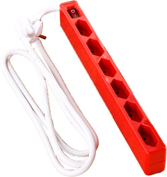 Powertec 6-fach Euro-Steckdose - Rot
