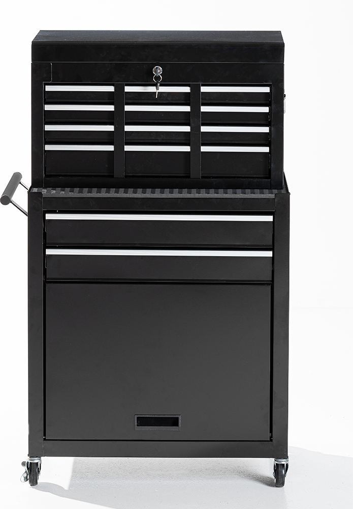 2 in 1 Werkstattwagen - schwarz, 7 Schubladen