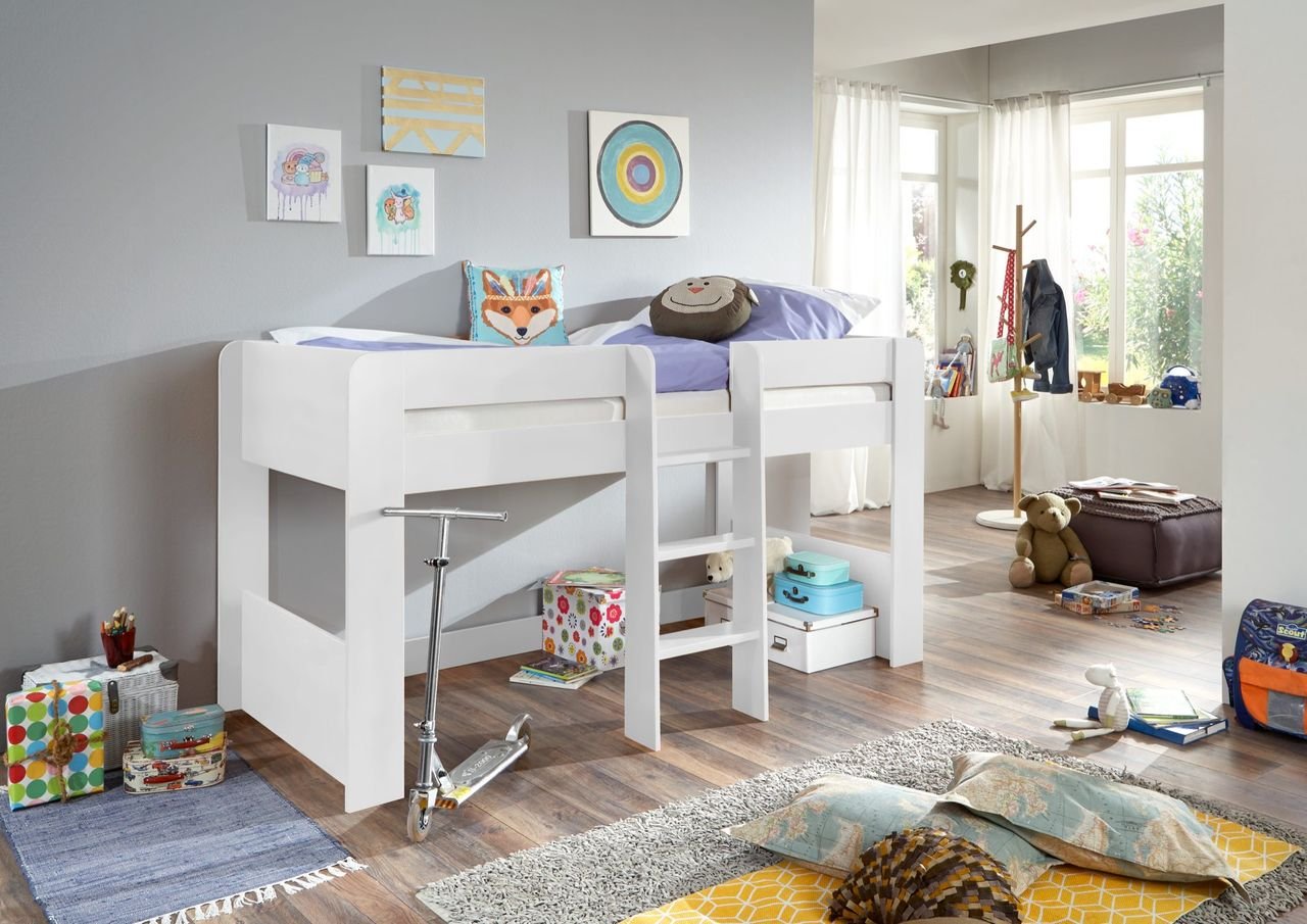 Halbhochbett ANDI Liegefläche 90 x 200 cm Dekor weiß