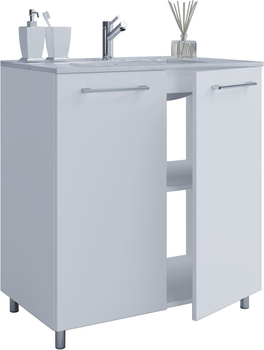 2-tlg. Stand-Badblock "Badinos 2 Drehtüren" 60cm Weiß