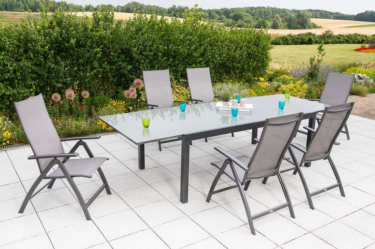 Vicenza Set 7tlg. Semi Ausziehtisch graphit/diamantbraun