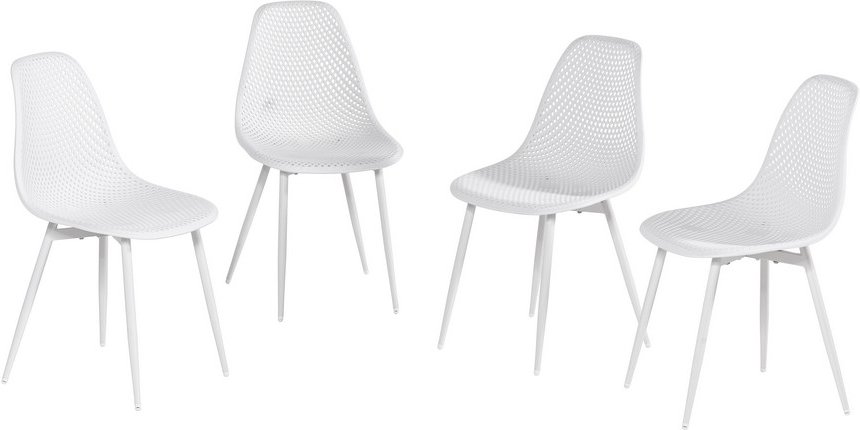 4er Set aus Stühlen mit Metallbeinen - Weiß