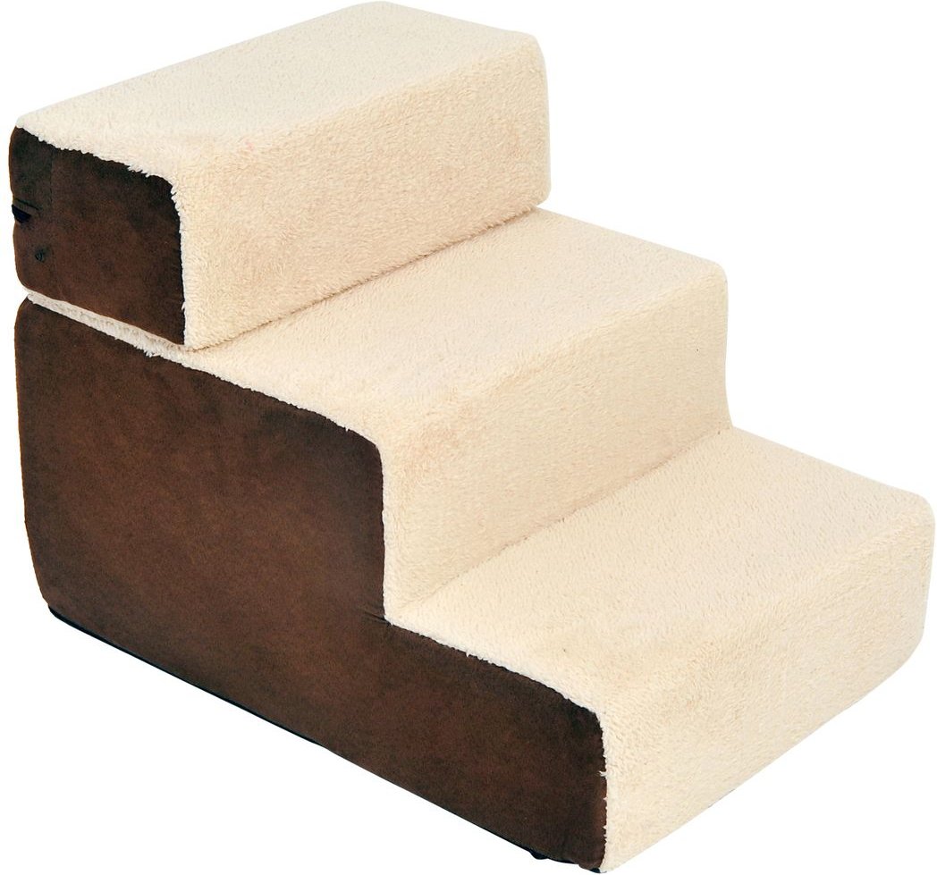 Hundetreppe Katzentreppe Einstiegshilfe 3 Stufen Haustier Plüsch Beige