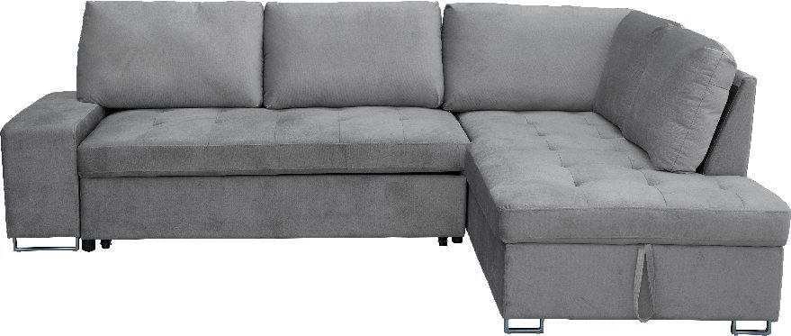 Ecksofa mit Stauraum und Bettfunktion mit Samtbezug, ca. 260 x 187 x 90 cm - Grau