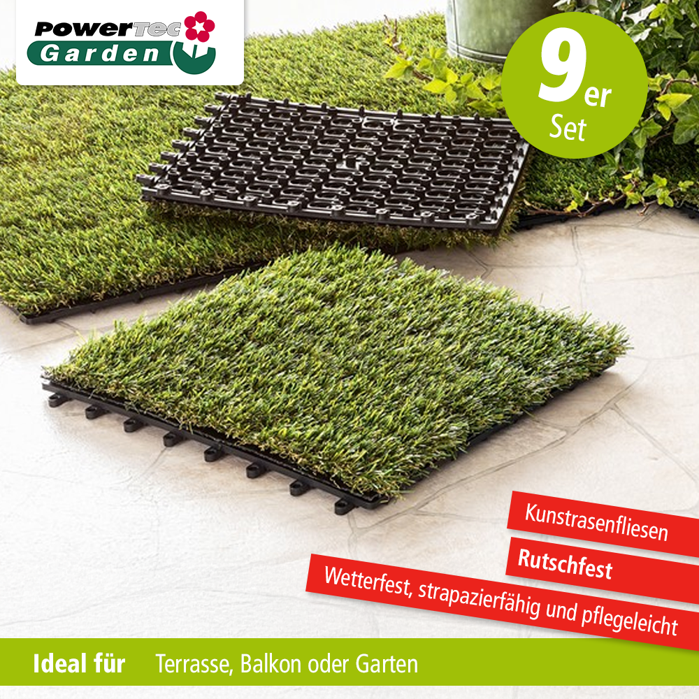 Kunstrasenfliesen, ca. 30 x 30 cm