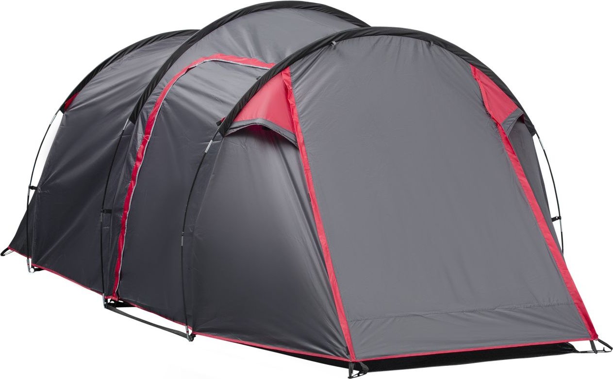 Zelt für 2-3 Personen 190T Tunnelzelt Campingzelt Glasfaser Grau