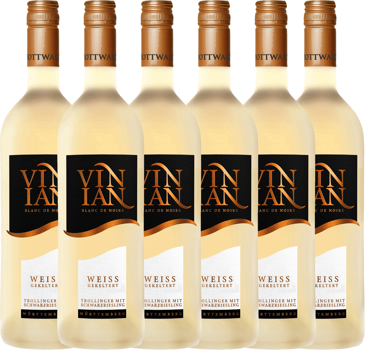 Thumbnail - Großbottwarer Vinian Trollinger mit Schwarzriesling Blanc De Noirs 0,75L 6er Karton