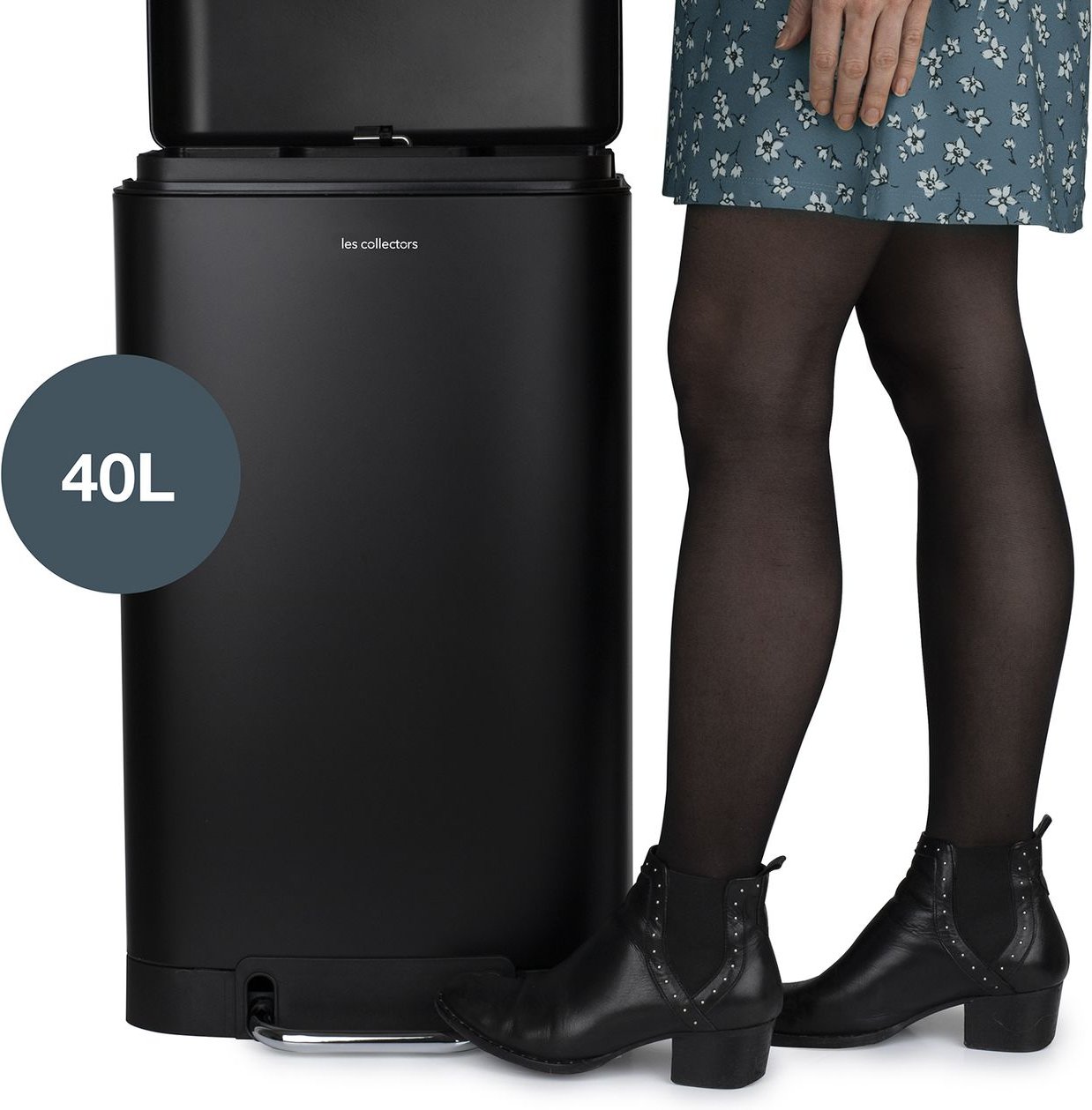Tret-Mülleimer 30L N°705, Schwarz
