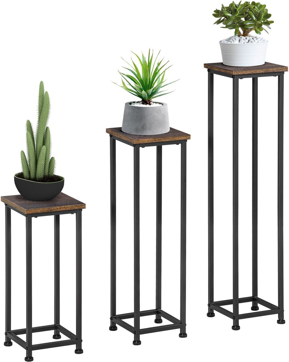 Outsunny 3-teiliges Set Pflanzenständer Stapelbarer Blumenhocker Blumentopfhalter Platzsparender