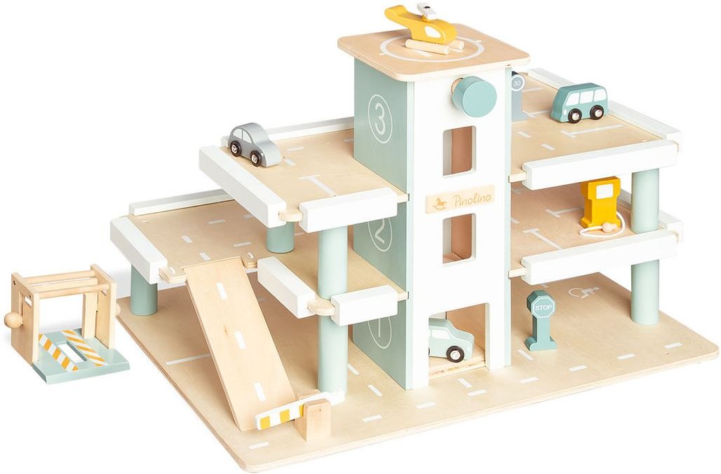 Pinolino Parkhaus mit Zubehör Holzspielzeug Kinderparkhaus