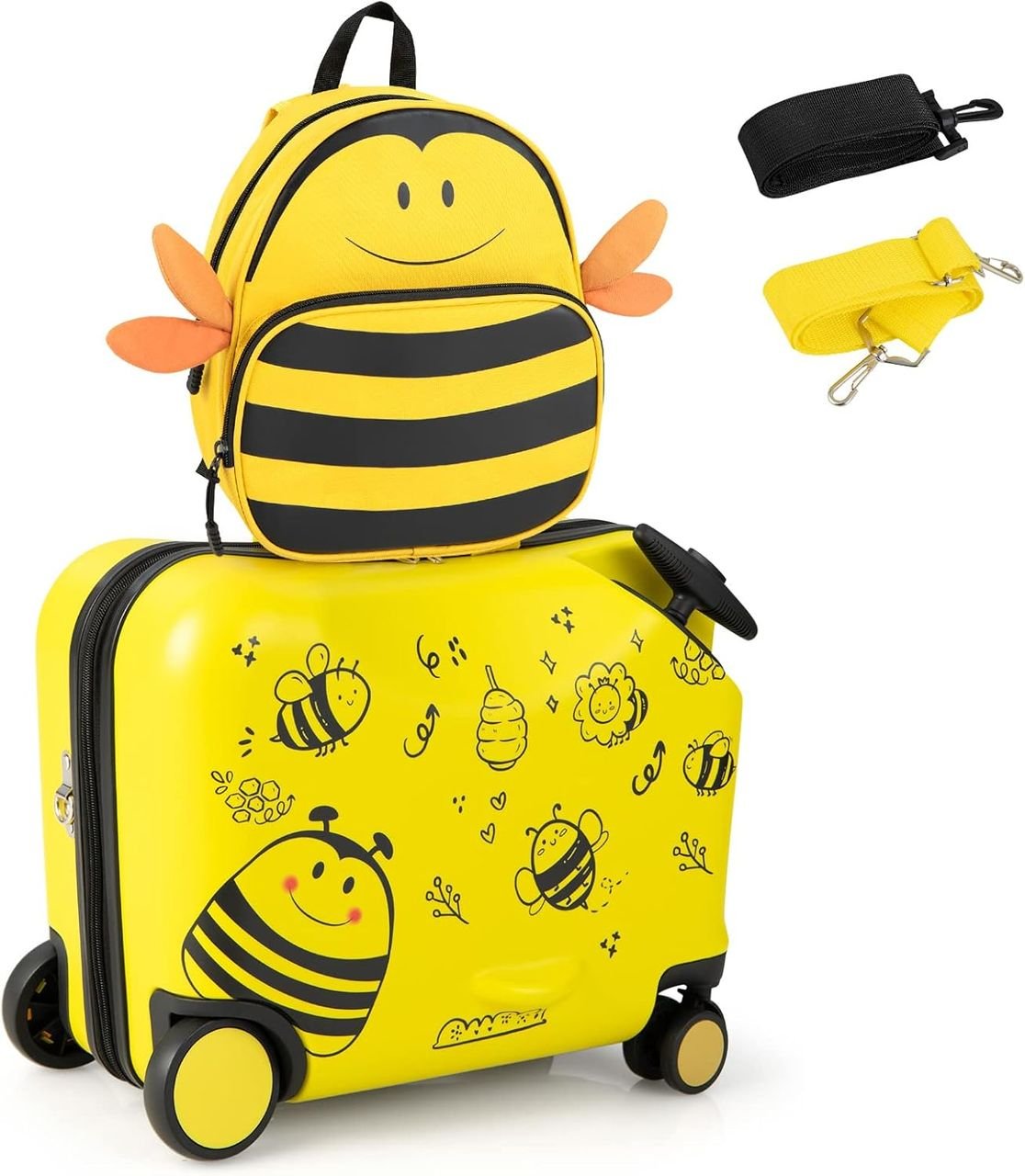 2tlg Kinderkoffer + Rucksack, Kindertrolley mit Rollen und wasserdichter Hartschale