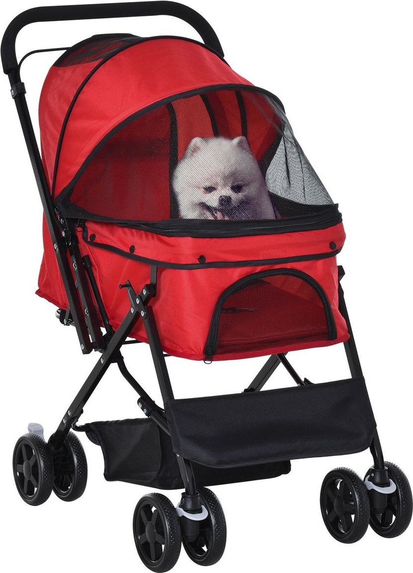 Hundebuggy Hundewagen für kleine Hunde Katzen Pet Stroller Oxford Rot