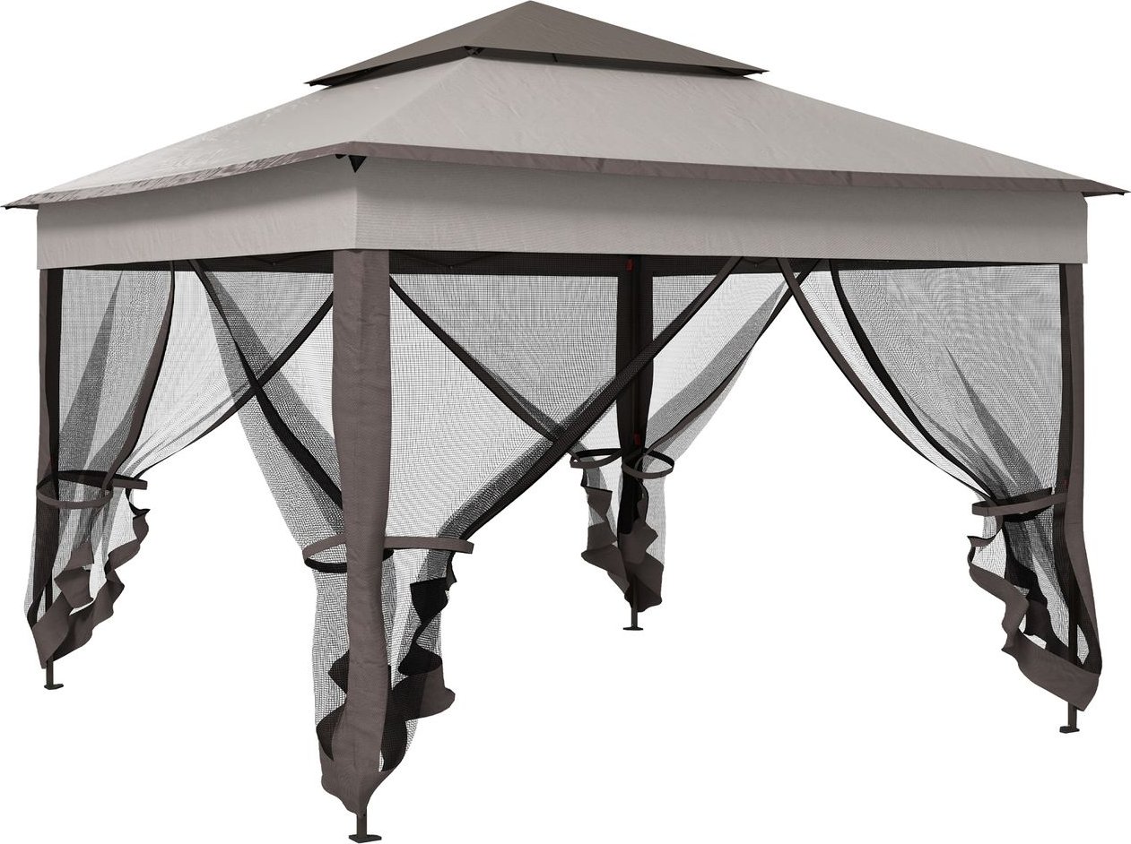 Outsunny Faltpavillon Pavillon Gartenzelt mit Seitenwänden Pop-up-Zelt Grau