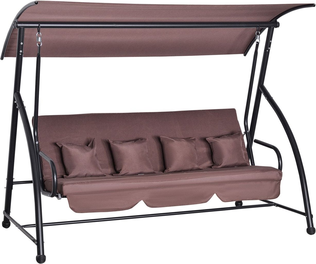 Hollywoodschaukel mit verstellbarem Dach, ca. 215 x 120 x 165 cm - Braun