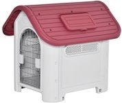 Hundehütte Outdoor Hundehaus mit Dachluke für kleine Hunde Metall PP