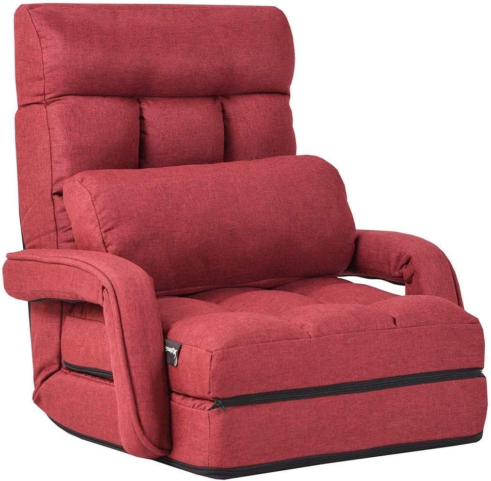 COSTWAY Klappsofa verstellbar, Bodensofa gepolstert