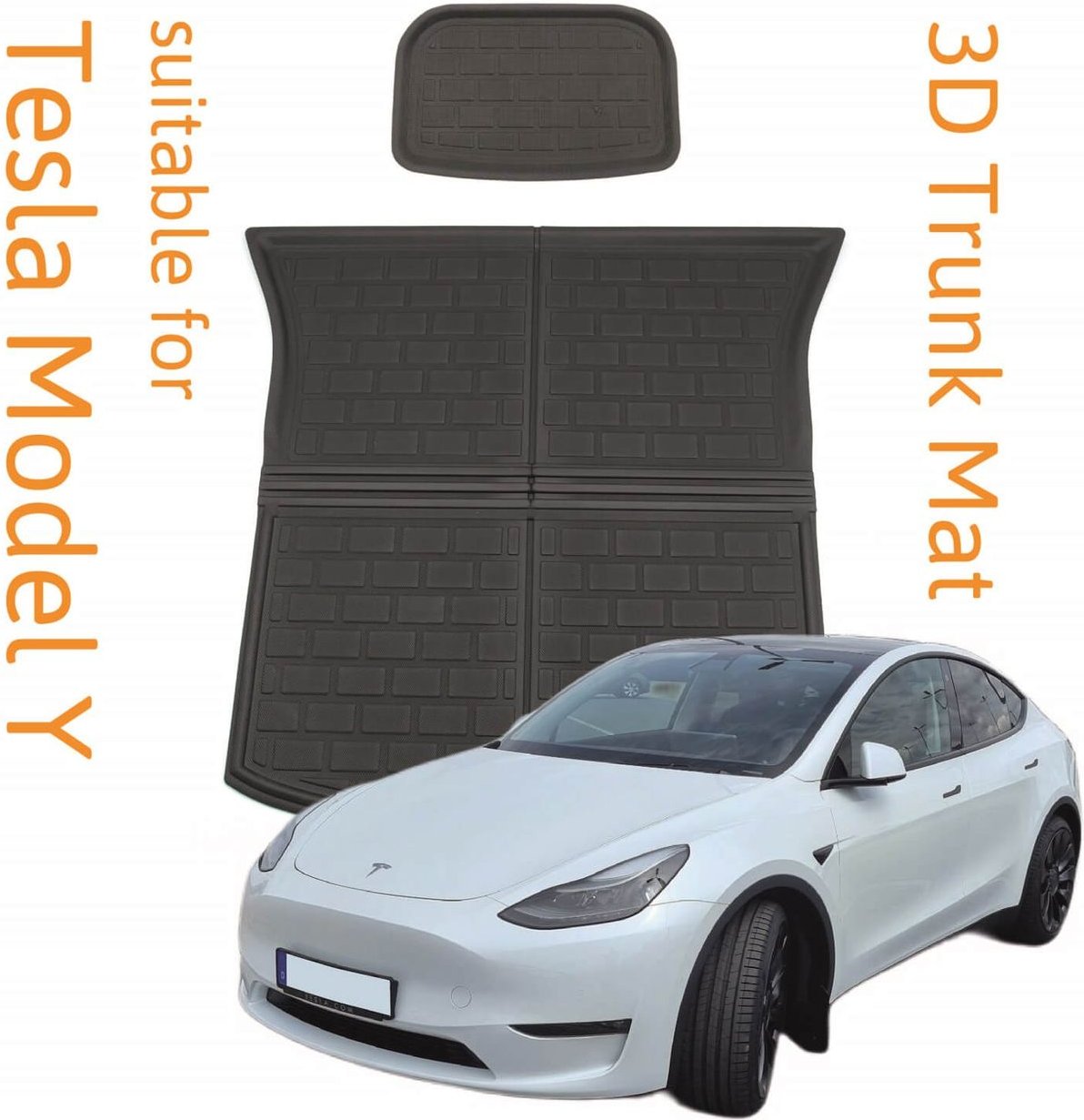 3D Kofferraummatte + Unterbodenmatte passend für Tesla Model Y / Performance rutschfest