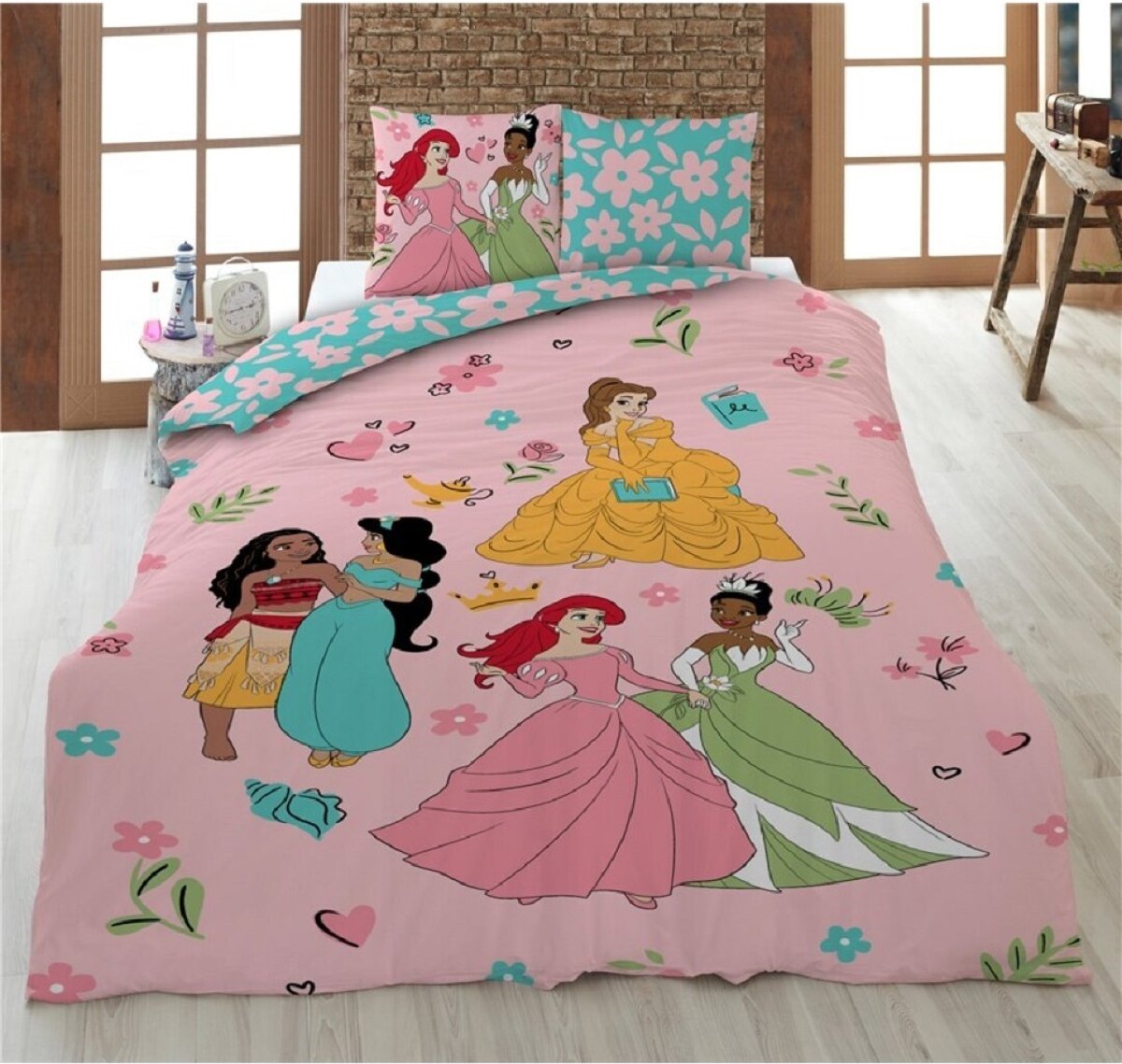 Disney Princess Bettwäsche 135×200 + 80×80 cm – Weiche Kinderbettwäsche