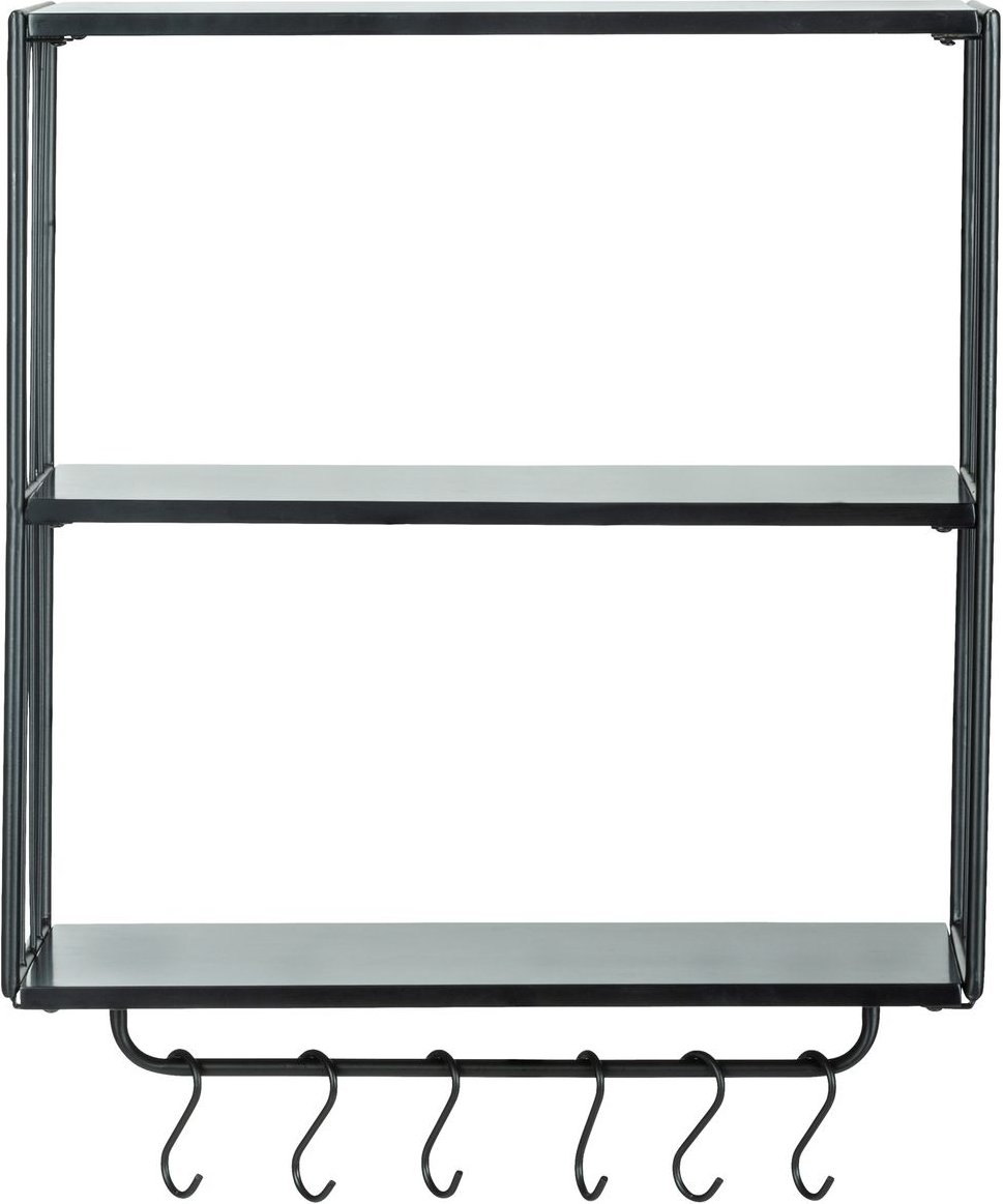 Wandregal Industrial, Wohnregal mit 3 Etagen und Hakenleiste