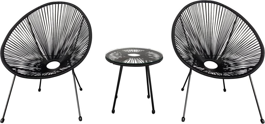 3tlg. Bistro-Set HGE53-SCH schwarz