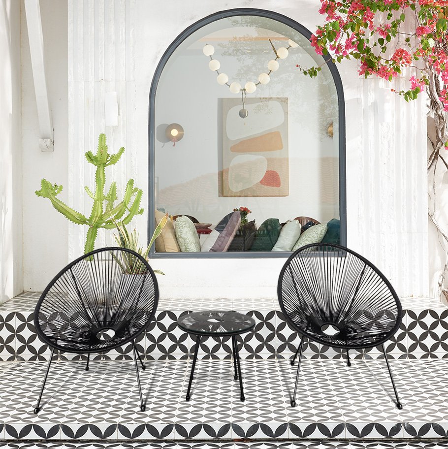 Bistro-Set 3tlg. HGE53-SCH schwarz