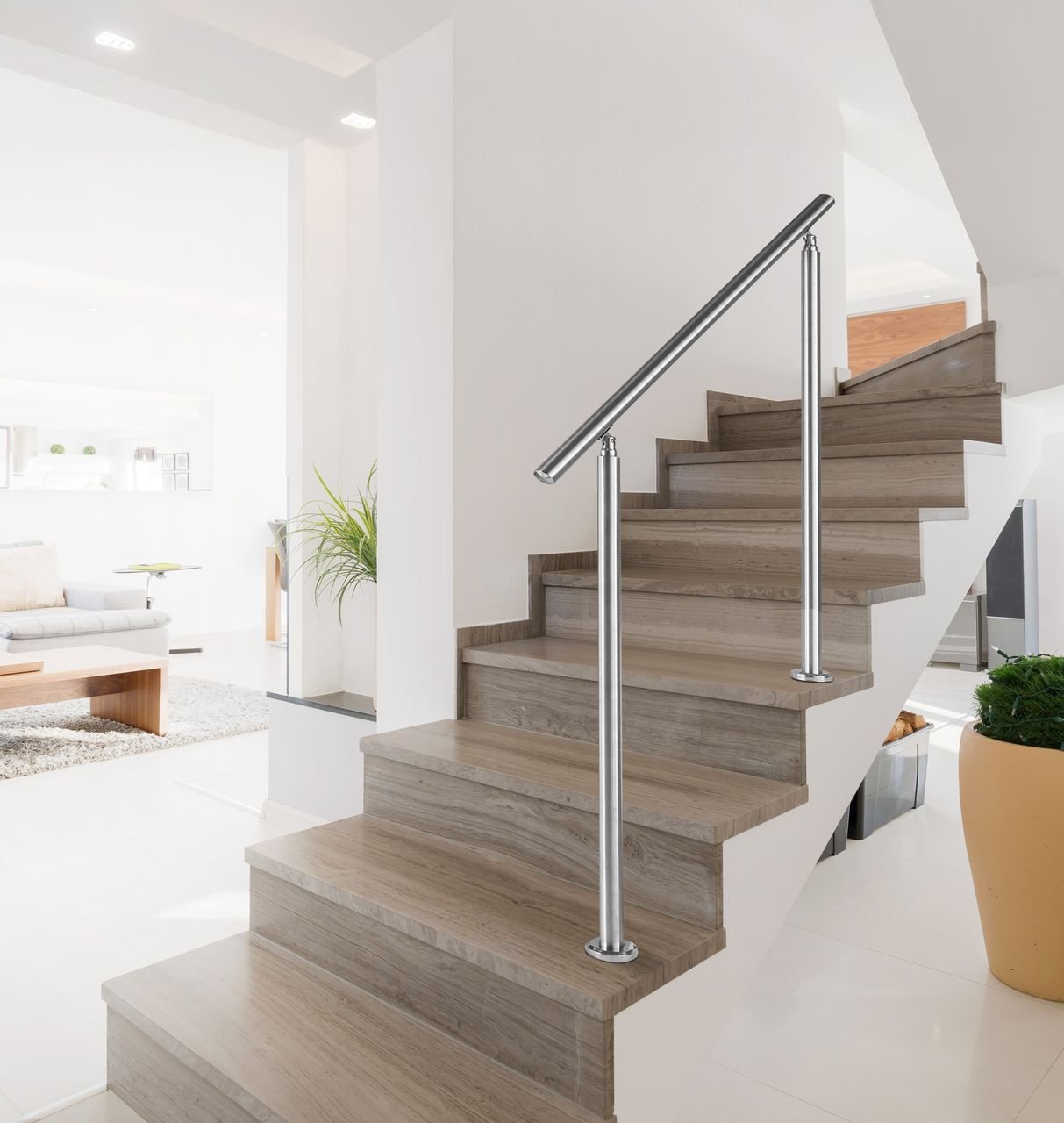 Thumbnail - Treppengeländer Set - ca. 110x 120 cm, Edelstahl inkl. 2 Pfosten