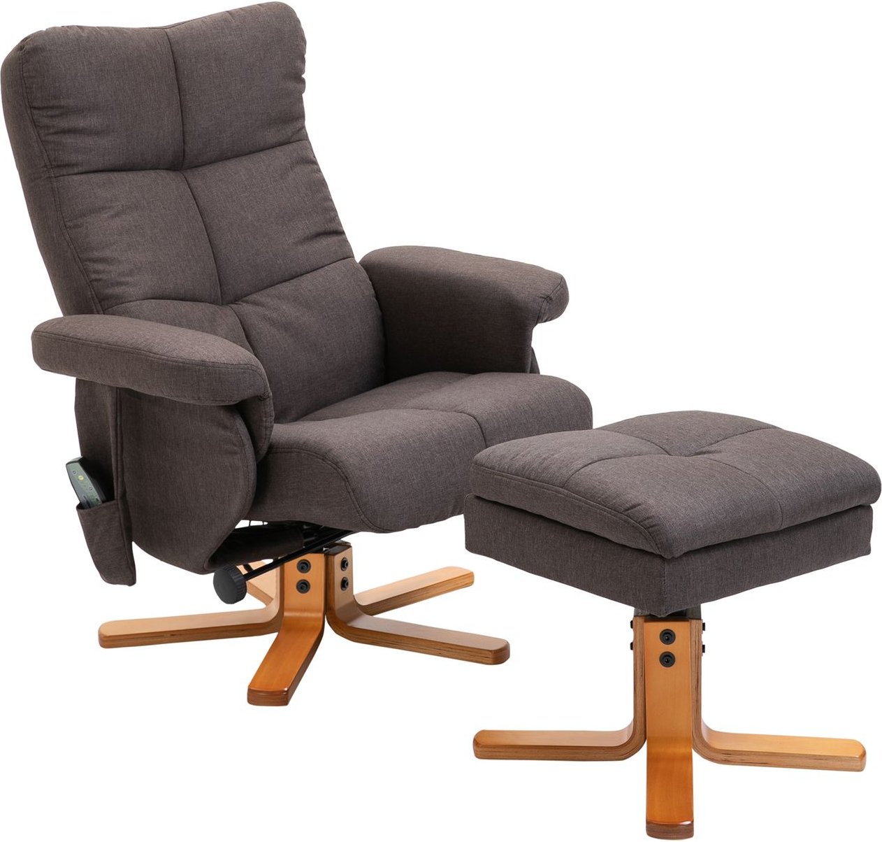 Massagesessel mit Fußhocker Relaxsessel Heizfunktion 145°-Neigung Polyester Braun